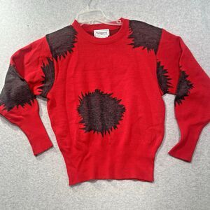 Vintage Balmoral pullover sweater Womens M wool blend dolman Red Gray H Kong 80s